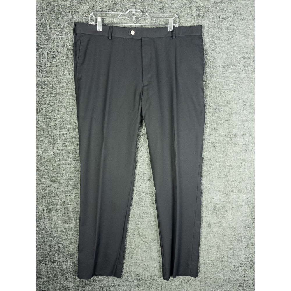 Peter Millar Flat Front Dress Pants Mens 40x32 Black Polyester Slim Golf Career